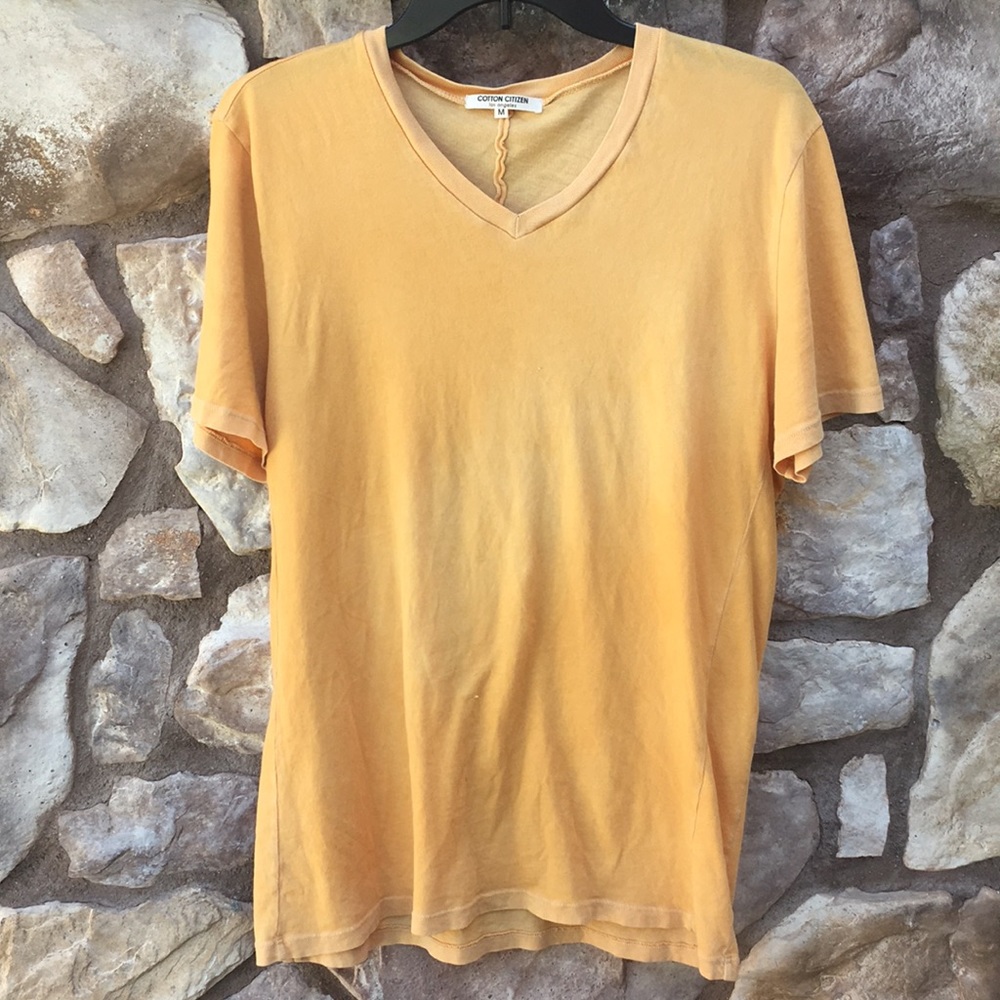 Cotton Citizen V Neck T-Shirt Yellow Size Medium Golden Casual Lightweight